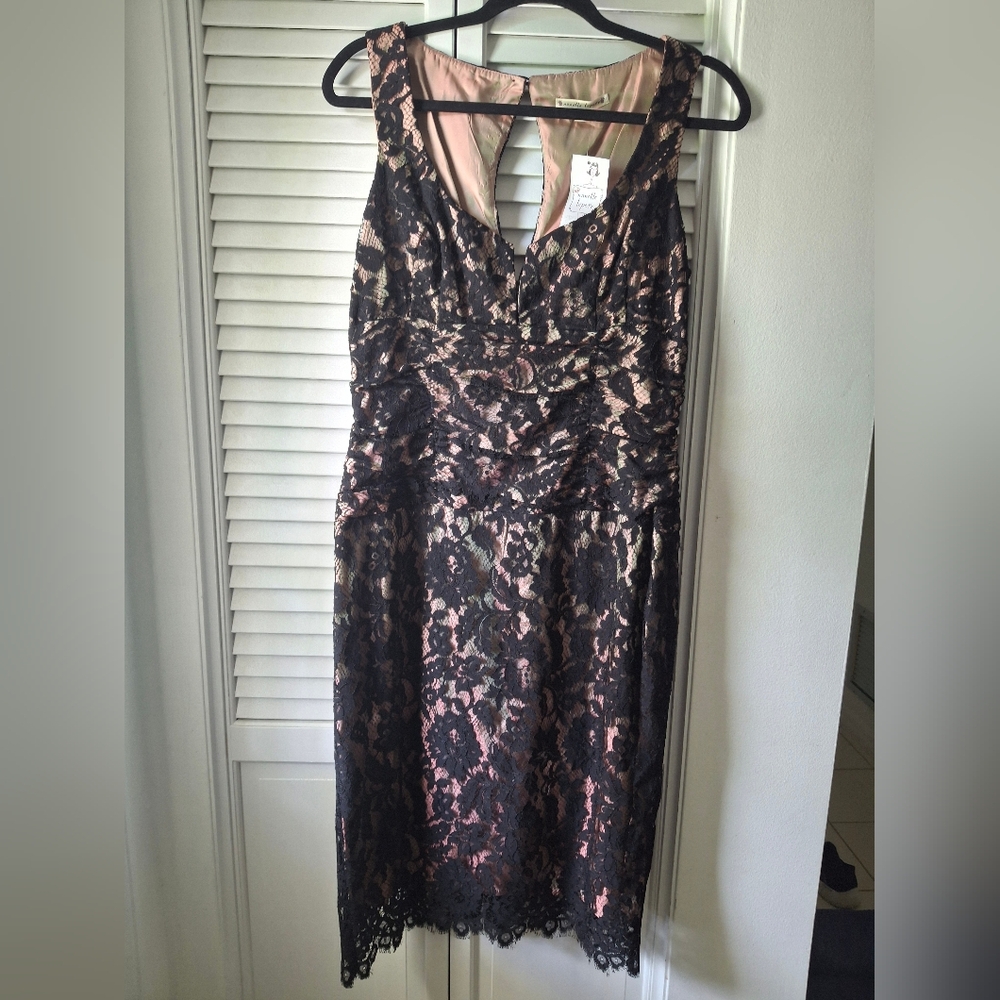 Chic Black and Pink Lace Dress